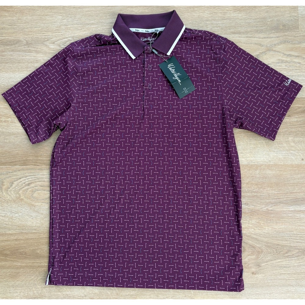 NWT Men's Walter Hagen Performance 11 Geo Polo - Small - Beet Purple
